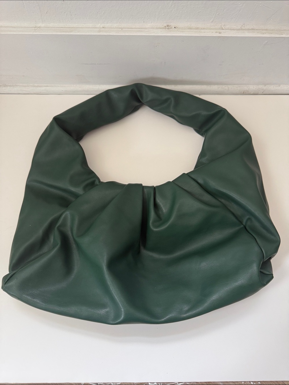 Dark Green Soft Vegan Leather Shoulder Bag